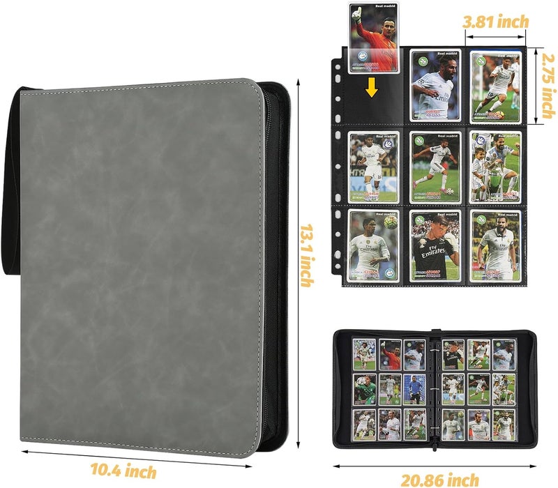 GERMUN Trading Card Binder, Premium 9 Pocket Card Binder, 720 Double Sided Pocket PU Collection Binder, Collector Album, Card Holder for MTG, TCG, Sports Cards (Marble Grey) - Image 4